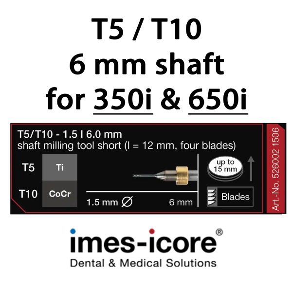 Zirconium/PMMA/Wax/CrCo/Titanium 1.5mm milling tool  T5 / T10