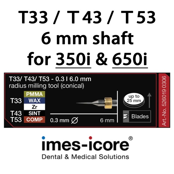 Zirconium / PMMA / Wax / Sinter Metal / Composit 0.3mm milling tool T33 / Т43 / Т53