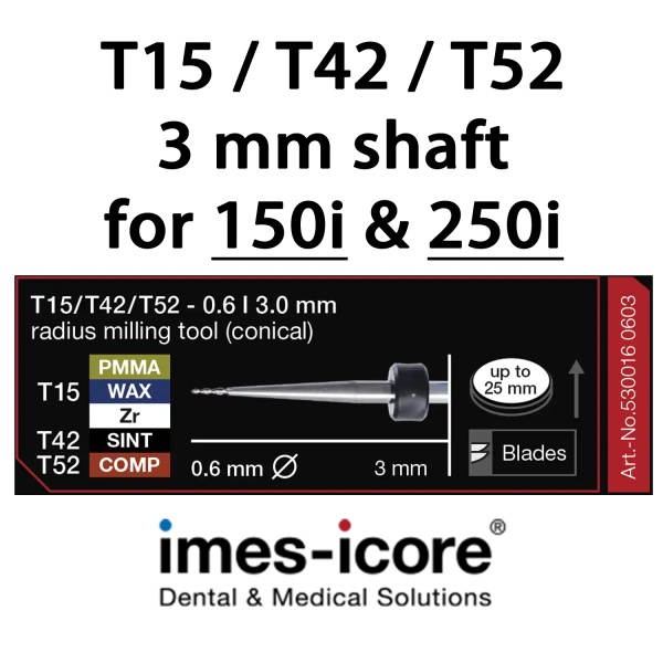 Zirconium / PMMA / WAX 0.6mm milling tool T15 / T42 / T52