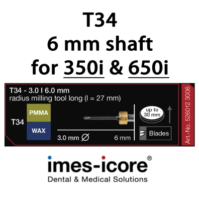 PMMA / WAX 3mm milling tool T34